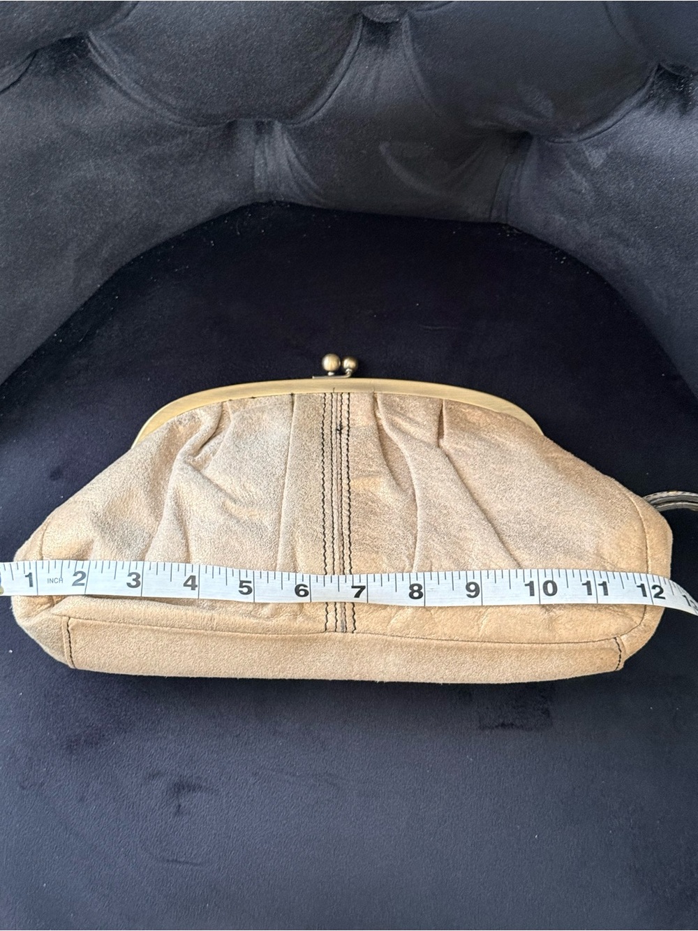 Kenneth Cole Gold Metallic Ruched Kiss-Lock Clutch - Picture 5 of 7